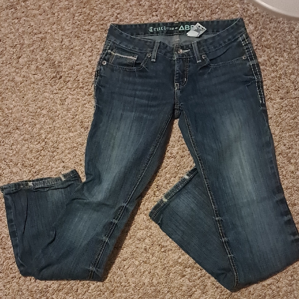 (50) Cruel Denim Women's Dark Blue Flare Leg Jeans